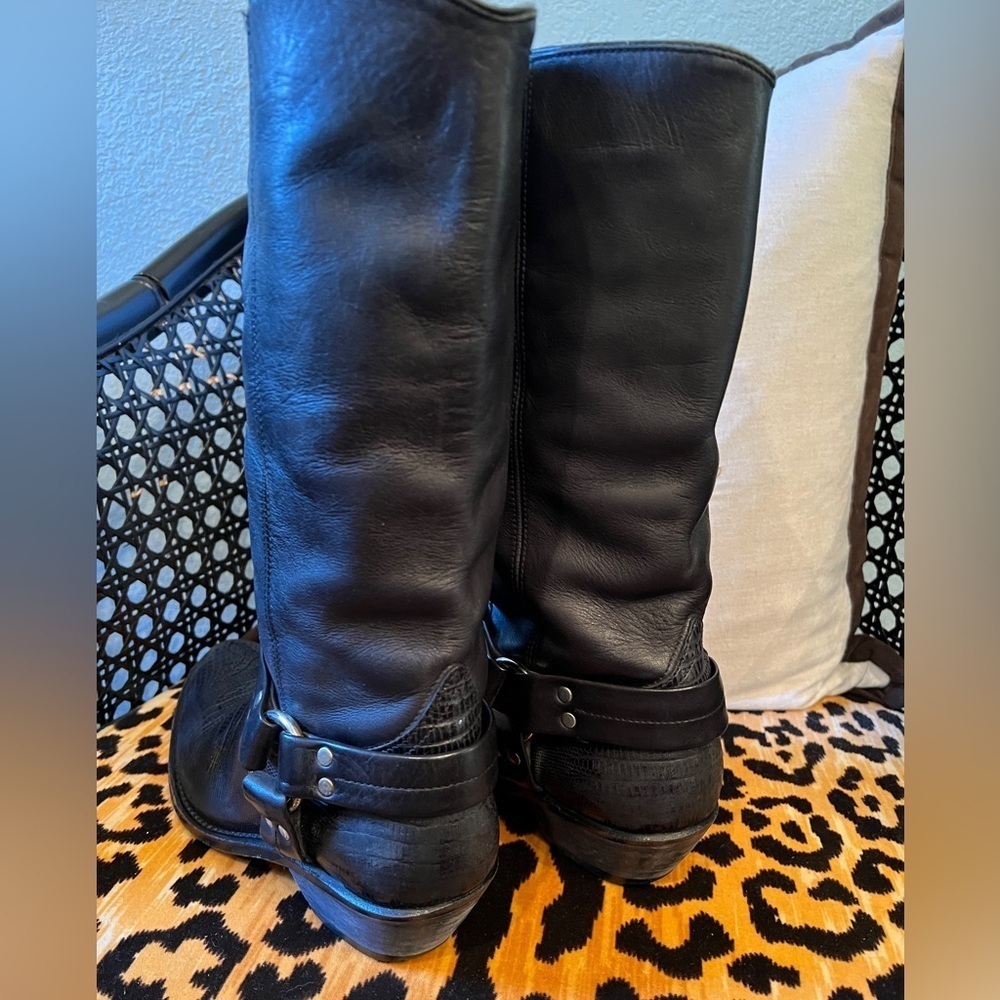 GOLDEN GOOSE Black Leather Boots Motorcycle Cowboy Boots Made in Italy - Picture 6 of 14